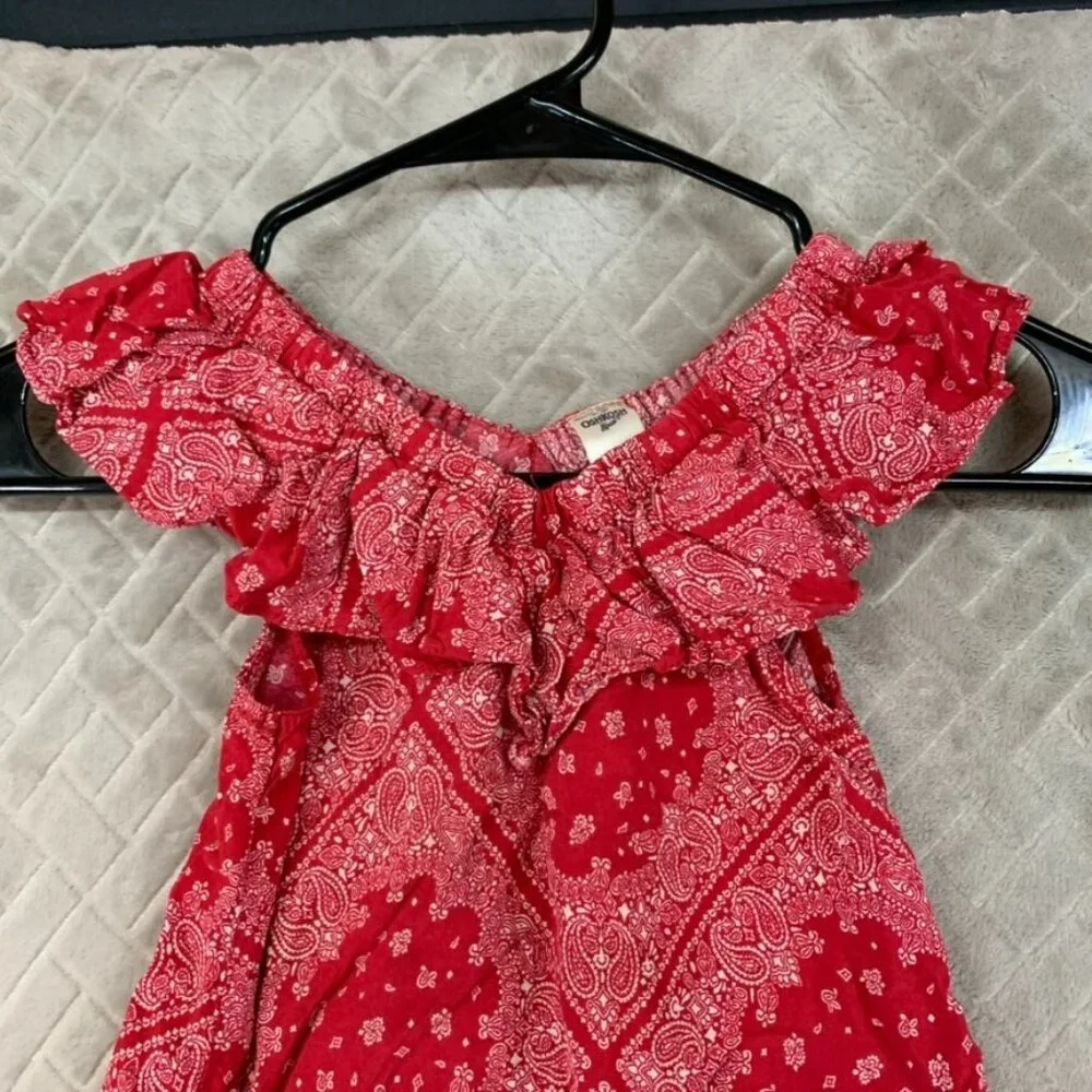 Oshkosh B'gosh Girls 6 Tank Top Red Paisley Bandana Ruffle A Line
